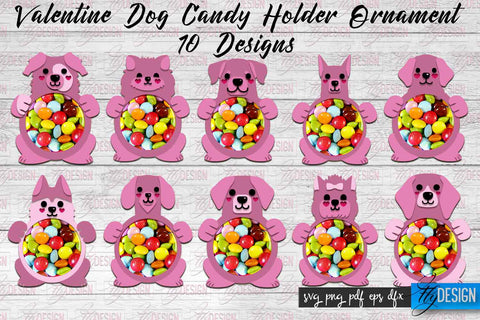 Valentine Dog Candy Holder Ornaments | Valentine’s Day SVG | SVG File SVG Fly Design 