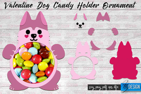 Valentine Dog Candy Holder Ornaments | Valentine’s Day SVG | SVG File SVG Fly Design 