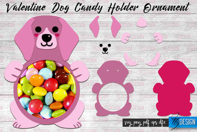 Valentine Dog Candy Holder Ornaments | Valentine’s Day SVG | SVG File SVG Fly Design 