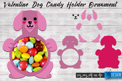 Valentine Dog Candy Holder Ornaments | Valentine’s Day SVG | SVG File SVG Fly Design 