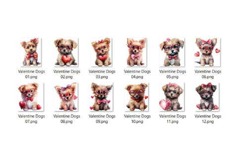 Valentine Dog Clipart Bundle, Cute Puppy Sublimation Designs Sublimation OrangeBrushStudio 