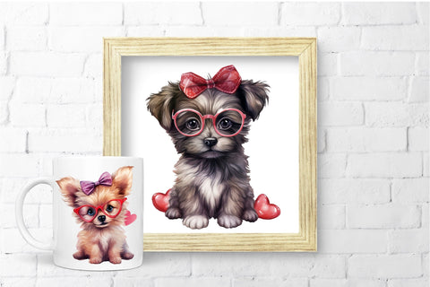 Valentine Dog Clipart Bundle, Cute Puppy Sublimation Designs Sublimation OrangeBrushStudio 