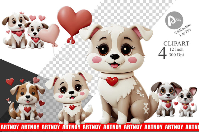 Valentine Dog Clipart Sublimation artnoy 