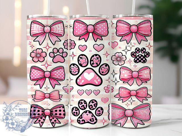 Valentine Dog Lover 20oz Tumbler, Coquette Tumbler, 20oz Dog Wrap, Pet Lover Gift, Valentine’s Day Tumbler, Cute Dog Design, Sublimation Tumbler Sublimation ToriDesigns 