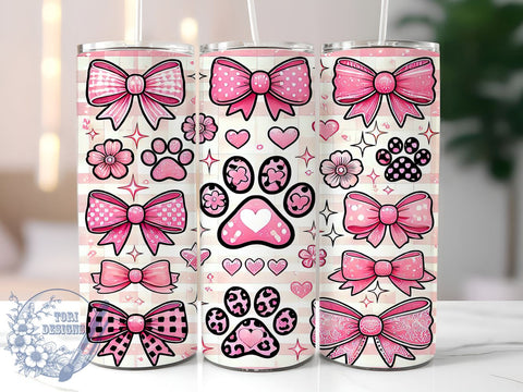 Valentine Dog Lover 20oz Tumbler, Coquette Tumbler, 20oz Dog Wrap, Pet Lover Gift, Valentine’s Day Tumbler, Cute Dog Design, Sublimation Tumbler Sublimation ToriDesigns 