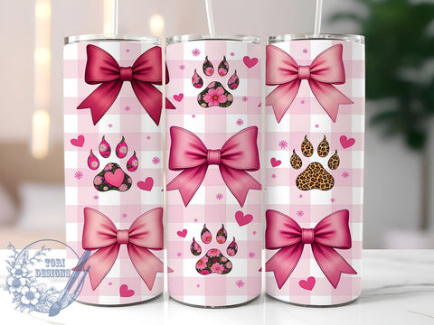 Valentine Dog Lover 20oz Tumbler, Coquette Tumbler, 20oz Dog Wrap, Pet Lover Gift, Valentine’s Day Tumbler, Cute Dog Design, Sublimation Tumbler Sublimation ToriDesigns 