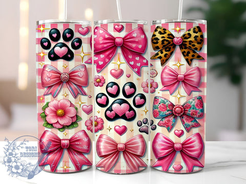 Valentine Dog Lover 20oz Tumbler, Coquette Tumbler, 20oz Dog Wrap, Pet Lover Gift, Valentine’s Day Tumbler, Cute Dog Design, Sublimation Tumbler Sublimation ToriDesigns 