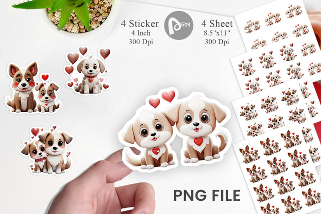 Valentine Dog Sticker Sublimation artnoy 