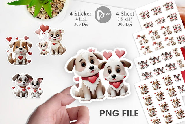 Valentine Dog Sticker Sublimation artnoy 