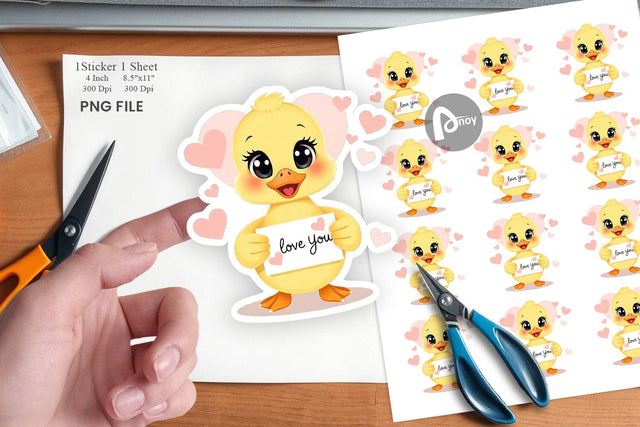 Valentine Duck Cartoon Sticker Sublimation artnoy 
