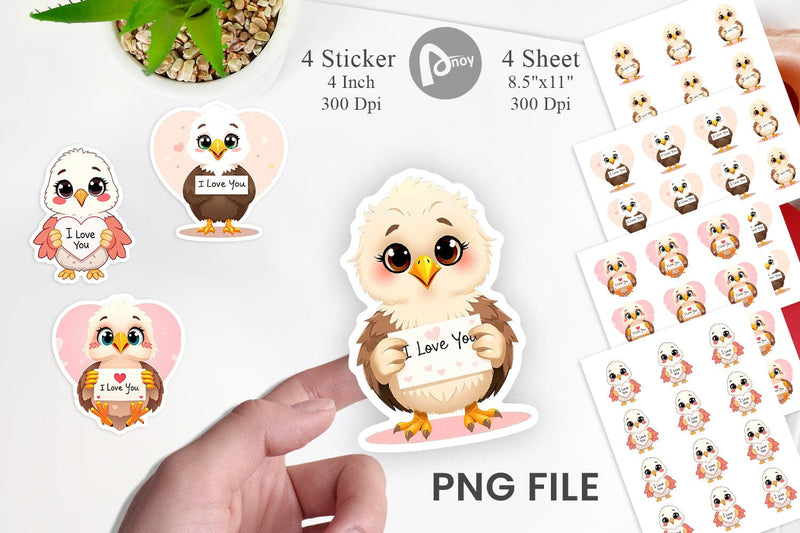 Valentine Eagle Cartoon Sticker Sublimation artnoy 
