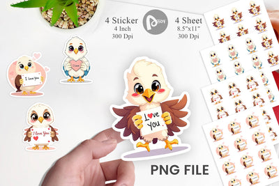 Valentine Eagle Cartoon Sticker Sublimation artnoy 