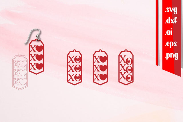 Valentine Earrings | Xoxoxo Earrings SVG zafrans studio 