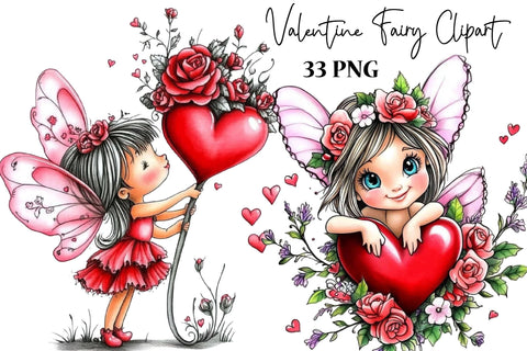Valentine Fairy Clipart PNG Sublimation SVGArt 
