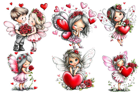 Valentine Fairy Clipart PNG Sublimation SVGArt 