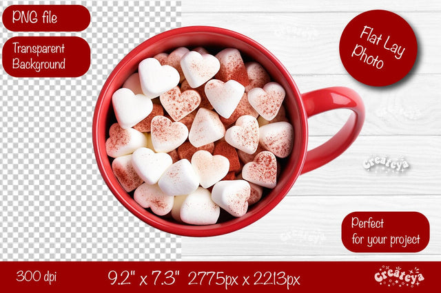 Valentine Flat Lay Mug Flat lay photo Valentine cup top view Mock Up Photo Createya Design 
