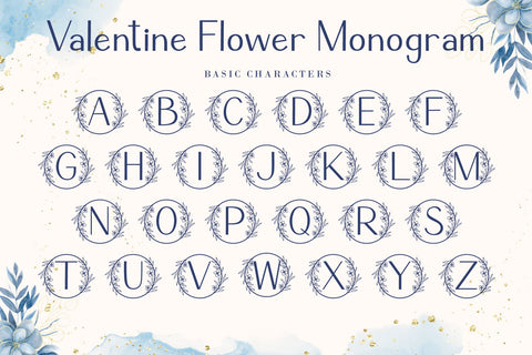 Valentine Flower Monogram Font AEN Creative Store 