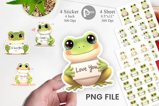Valentine Frog Cartoon Sticker Sublimation artnoy 