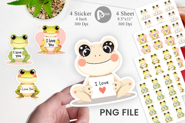 Valentine Frog Cartoon Sticker Sublimation artnoy 