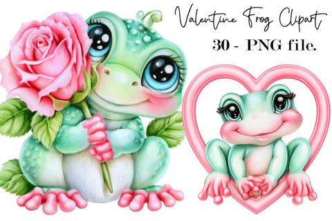 Valentine Frog Clipart PNG Bundle Sublimation SVGArt 
