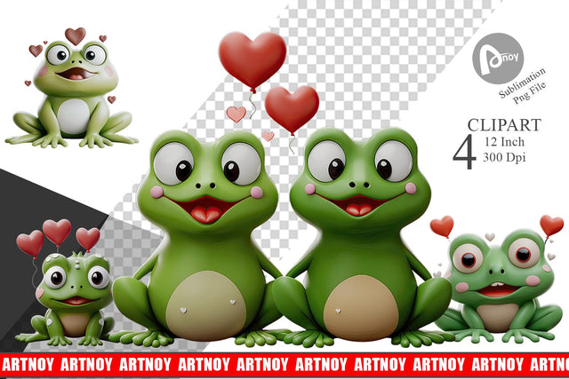 Valentine Frog Clipart Sublimation artnoy 