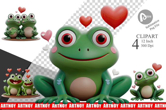 Valentine Frog Clipart Sublimation artnoy 
