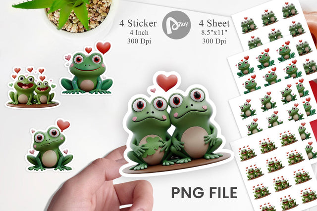 Valentine Frog Sticker Sublimation artnoy 