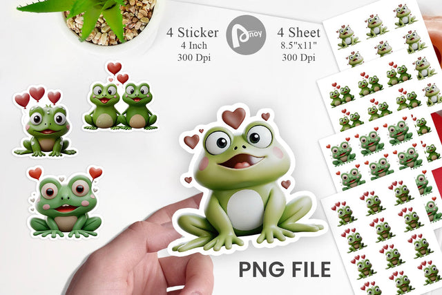 Valentine Frog Sticker Sublimation artnoy 