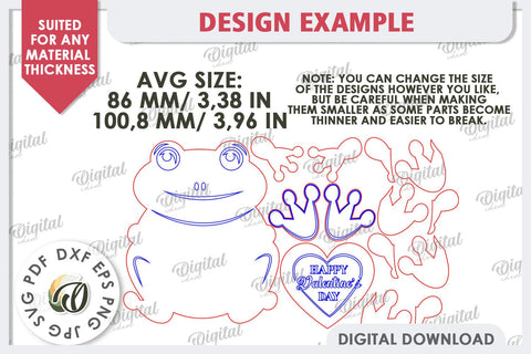 Valentine Frog with Heart Laser Cut. Cute Animals SVG SVG Evgenyia Guschina 