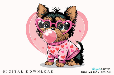 Valentine Funny Dog Pink Bubblegum Sublimation Design Sublimation Regulrcrative 