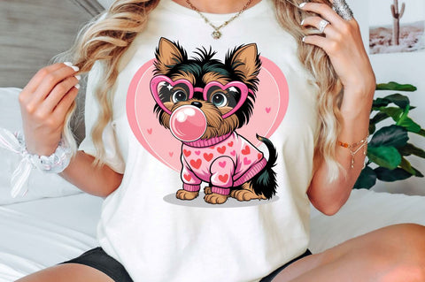 Valentine Funny Dog Pink Bubblegum Sublimation Design Sublimation Regulrcrative 