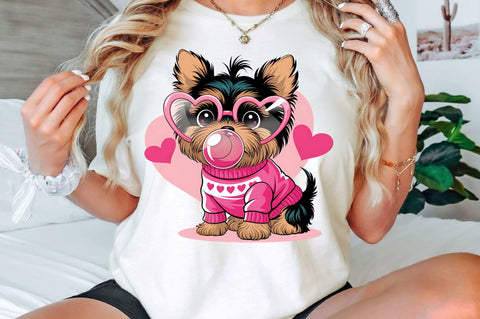 Valentine Funny Dog Pink Bubblegum Sublimation Design Sublimation Regulrcrative 