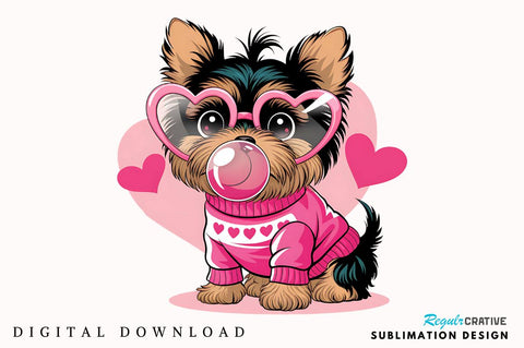 Valentine Funny Dog Pink Bubblegum Sublimation Design Sublimation Regulrcrative 