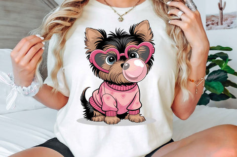 Valentine Funny Dog Pink Bubblegum Sublimation Design Sublimation Regulrcrative 