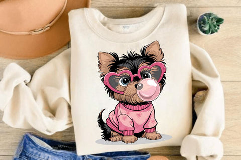 Valentine Funny Dog Pink Bubblegum Sublimation Design Sublimation Regulrcrative 