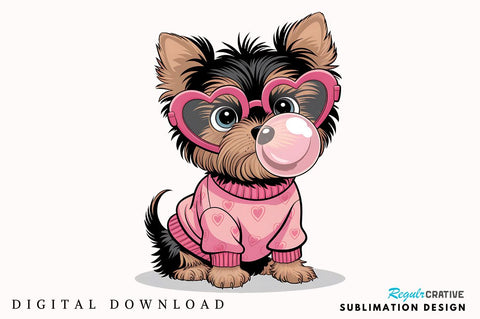 Valentine Funny Dog Pink Bubblegum Sublimation Design Sublimation Regulrcrative 