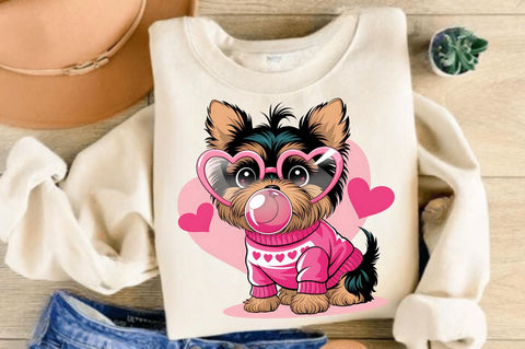 Valentine Funny Dog Pink Bubblegum Sublimation Design Sublimation Regulrcrative 