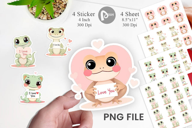 Valentine Gecko Cartoon Sticker Sublimation artnoy 