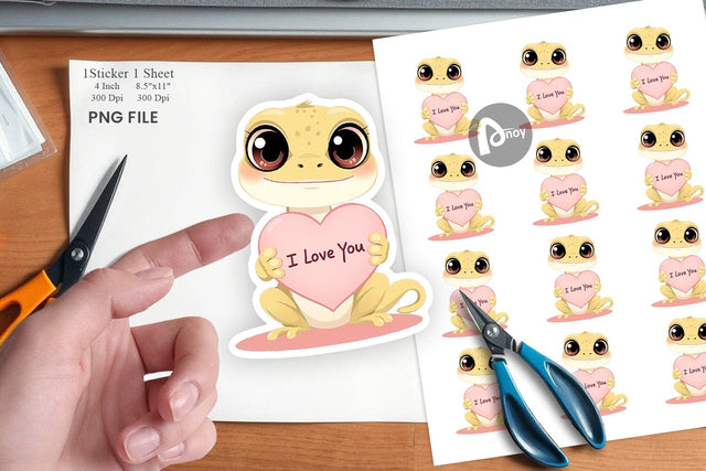 Valentine Gecko Cartoon Sticker Sublimation artnoy 