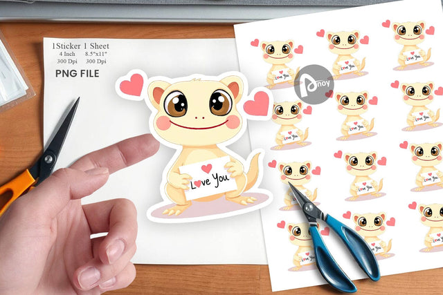 Valentine Gecko Cartoon Sticker Sublimation artnoy 