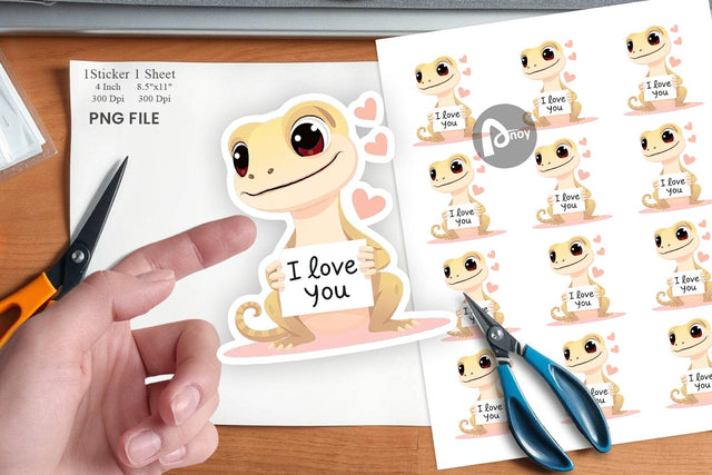 Valentine Gecko Cartoon Sticker Sublimation artnoy 
