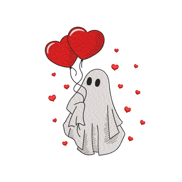 Valentine Ghost Embroidery Design, 3 sizes, Instant Download Embroidery/Applique DESIGNS Nino Nadaraia 