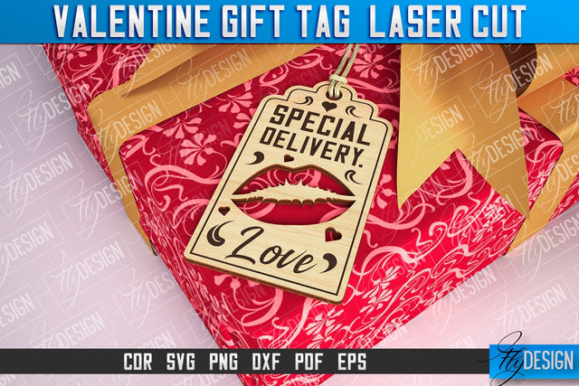 Valentine Gift Tag Laser Cut Design | Valentine Day Design | Gift Tag Design SVG Fly Design 