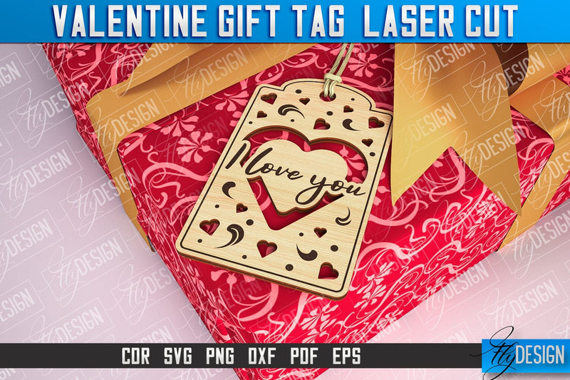 Valentine Gift Tag Laser Cut Design | Valentine Day Design | Gift Tag Design SVG Fly Design 
