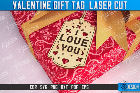 Valentine Gift Tag Laser Cut Design | Valentine Day Design | Gift Tag Design SVG Fly Design 