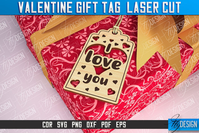 Valentine Gift Tag Laser Cut Design | Valentine Day Design | Gift Tag Design SVG Fly Design 
