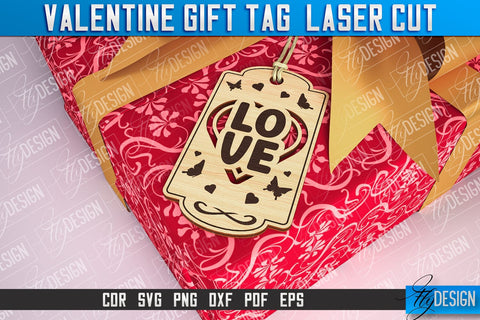 Valentine Gift Tag Laser Cut Design | Valentine Day Design | Gift Tag Design SVG Fly Design 