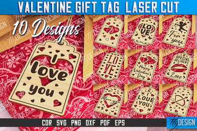 Valentine Gift Tag Laser Cut Design | Valentine Day Design | Gift Tag Design SVG Fly Design 