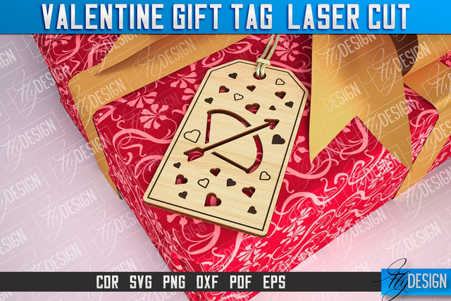 Valentine Gift Tag Laser Cut Design | Valentine Day Design | Gift Tag Design SVG Fly Design 