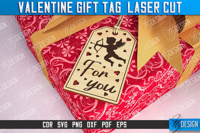 Valentine Gift Tag Laser Cut Design | Valentine Day Design | Gift Tag Design SVG Fly Design 